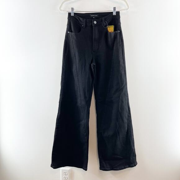 Risen Courtney High Waisted Denim Wide Leg Jeans Solid Black 5 / 27 - Picture 7 of 13